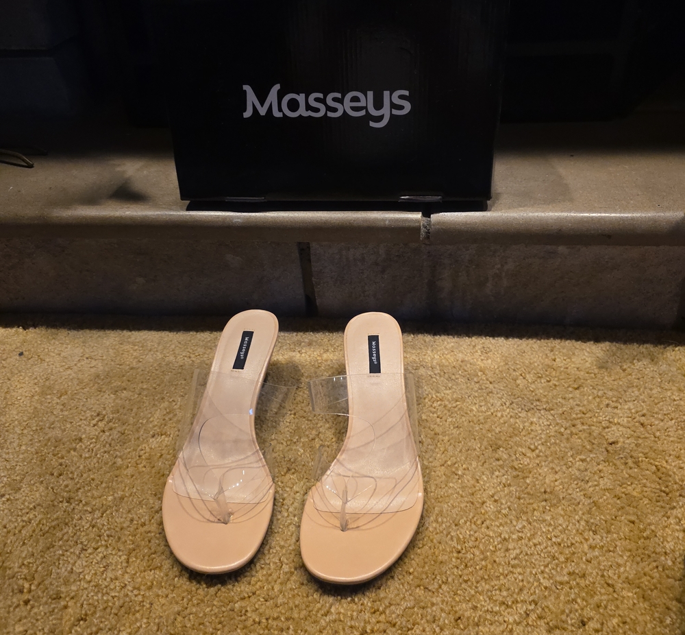 Ardene Nude Clear Strap Slide Mules